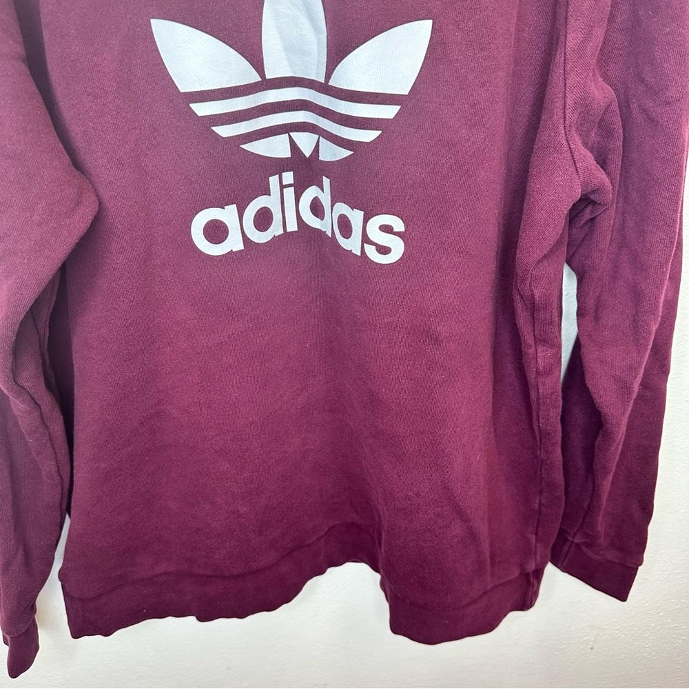Adidas Burgundy White Logo Sweatshirt Size XLarge - Picture 4 of 9